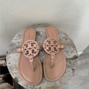 Tory Burch Nude Logo Thong Sandals